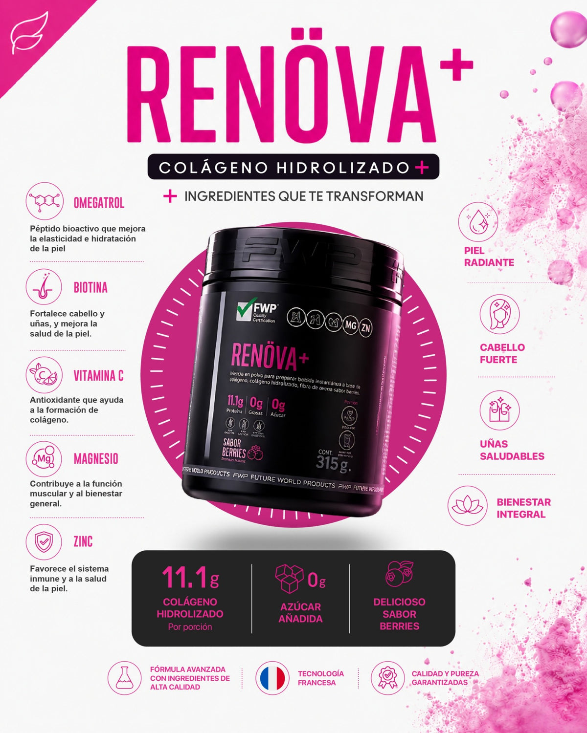 COLÁGENO RENÖVA+ — Nutre tu bienestar y realza tu belleza desde adentro.