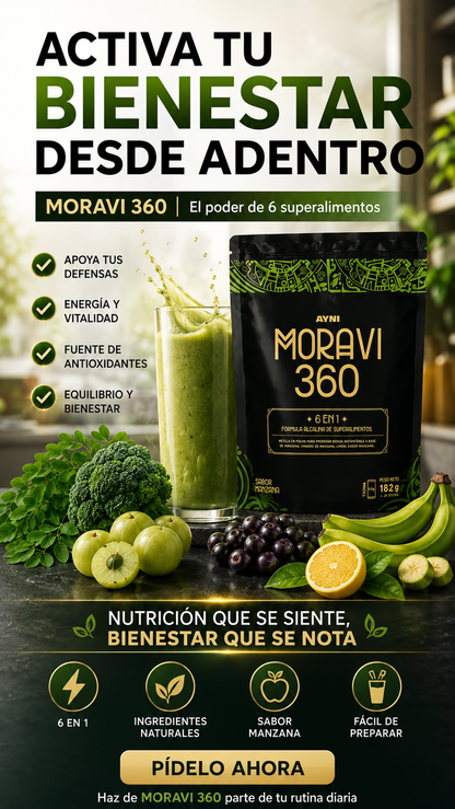 MORAVI 360 AYNI™ | Suplemento Multifuncional 6 en 1 para Protección Celular y Soporte Inmune 🧬