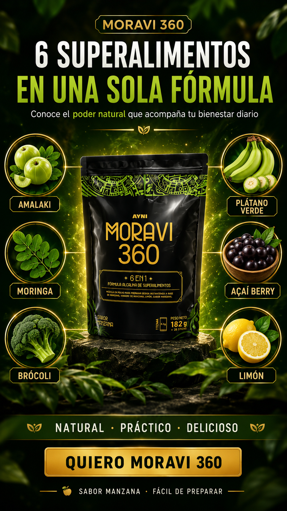 MORAVI 360 AYNI™ | Suplemento Multifuncional 6 en 1 para Protección Celular y Soporte Inmune 🧬