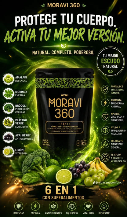 MORAVI 360 AYNI™ | Suplemento Multifuncional 6 en 1 para Protección Celular y Soporte Inmune 🧬