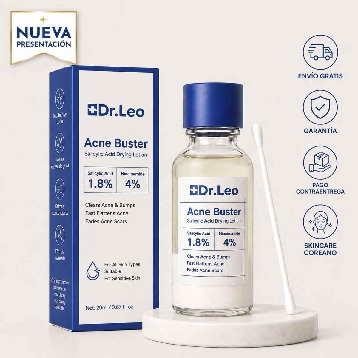 🌙 Dr. Leo Acne Buster: Acción Focalizada de Noche contra el Acne y las Imperfecciones ✨